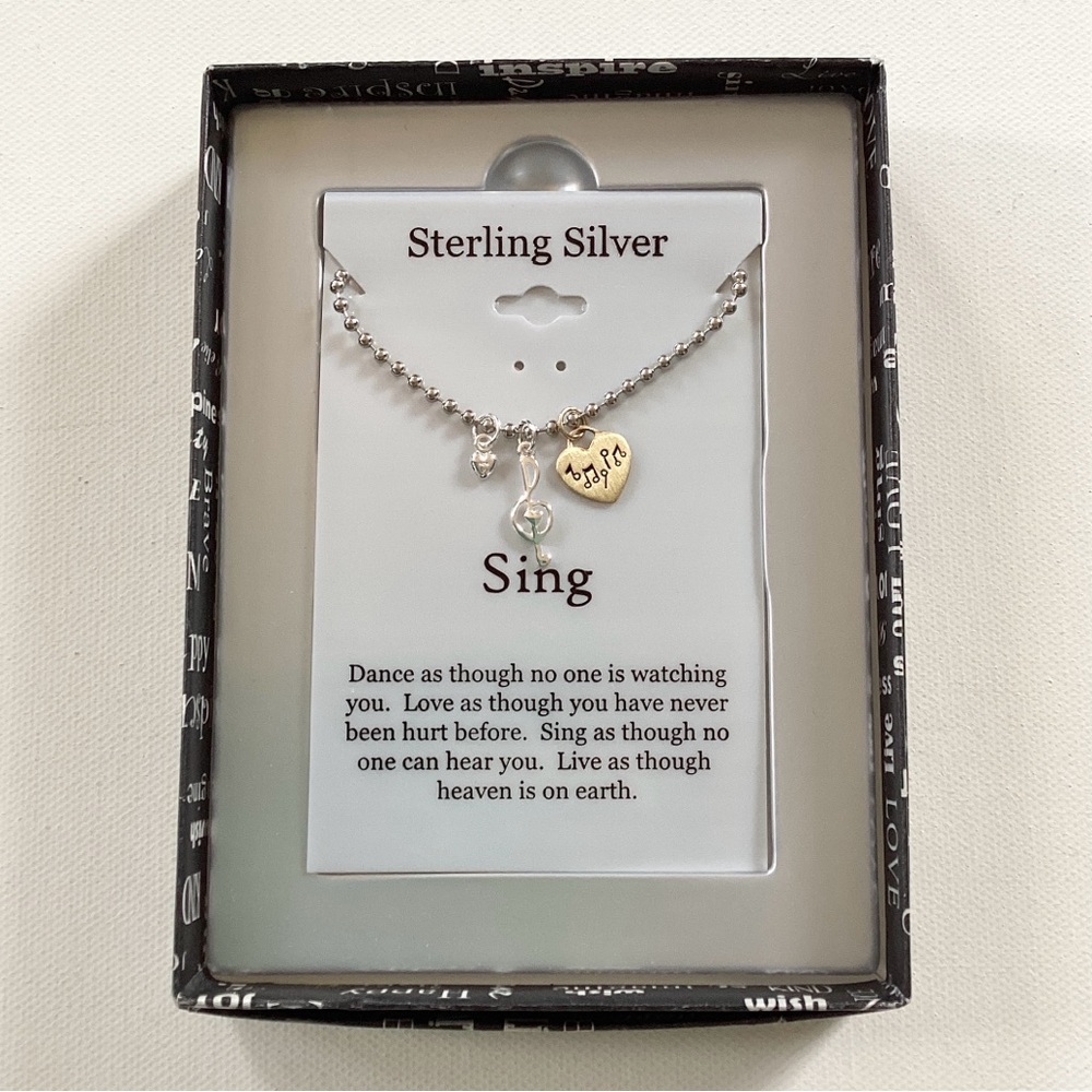 NWT Footnotes Sterling Silver 'Sing' Charm Necklace